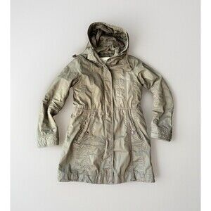 HM Divided Hooded Utility Jacket Womens 8 Green Cargo Military Parka Anorak Coat